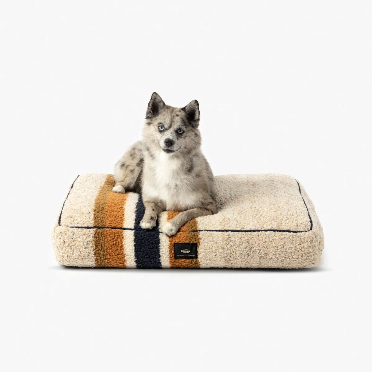 Shinola Brand Stripe Napper Pillow Berber Dog Bed Oatmeal - Image 2