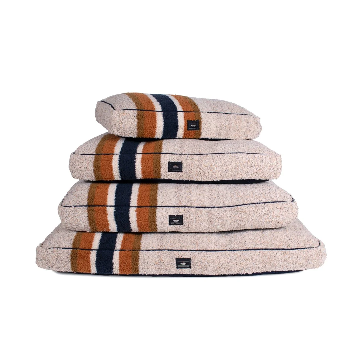 Shinola Brand Stripe Napper Pillow Berber Dog Bed Oatmeal - Image 3