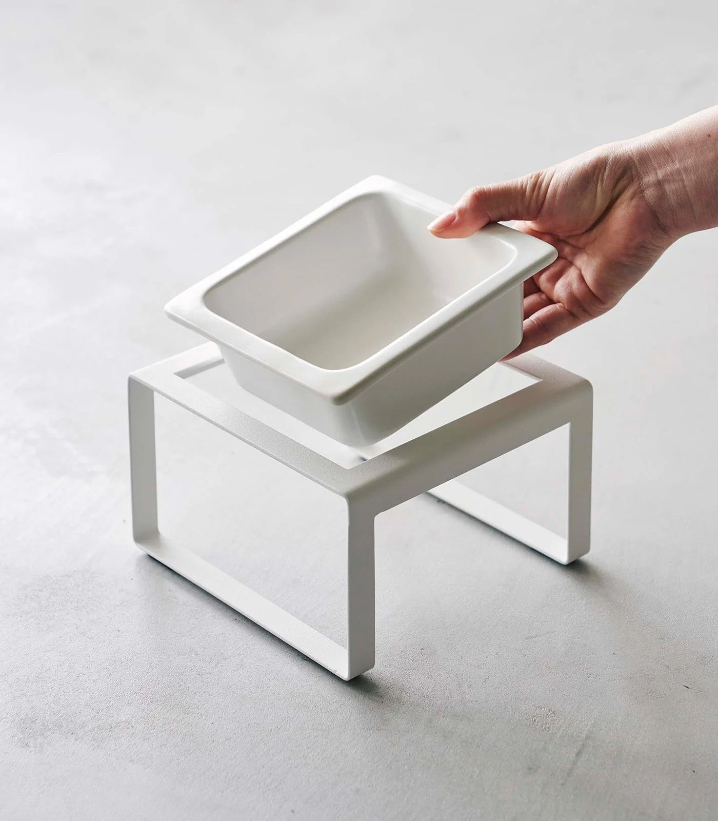 Single Pet Food Bowl - Tall - Steel + Ceramic - Image 2