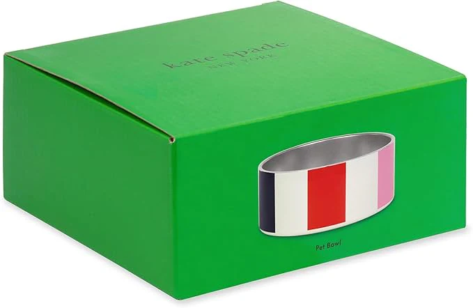 Kate Spade Adventure Stripe Food & Water Bowl for Dogs, Stainless Steel Small Bowl with Non-Slip Base - Image 4