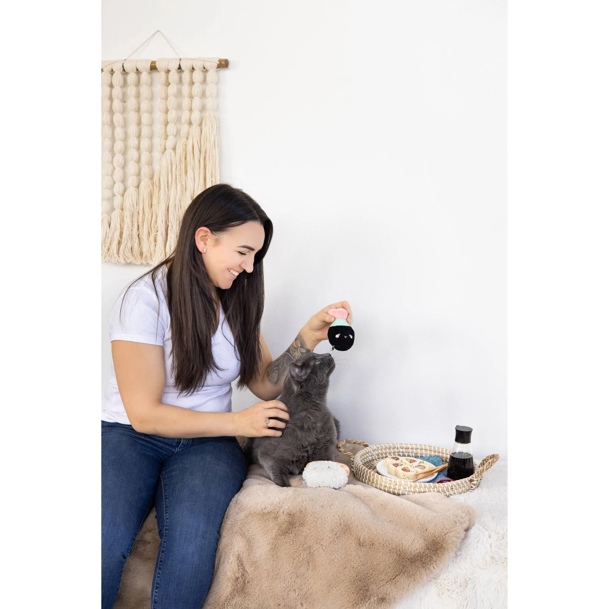 Soy Sauce and Sushi Cat Toy Set | Plush Toys for Pet Lovers | Giftable Cat Stocking Stuffer - Image 6