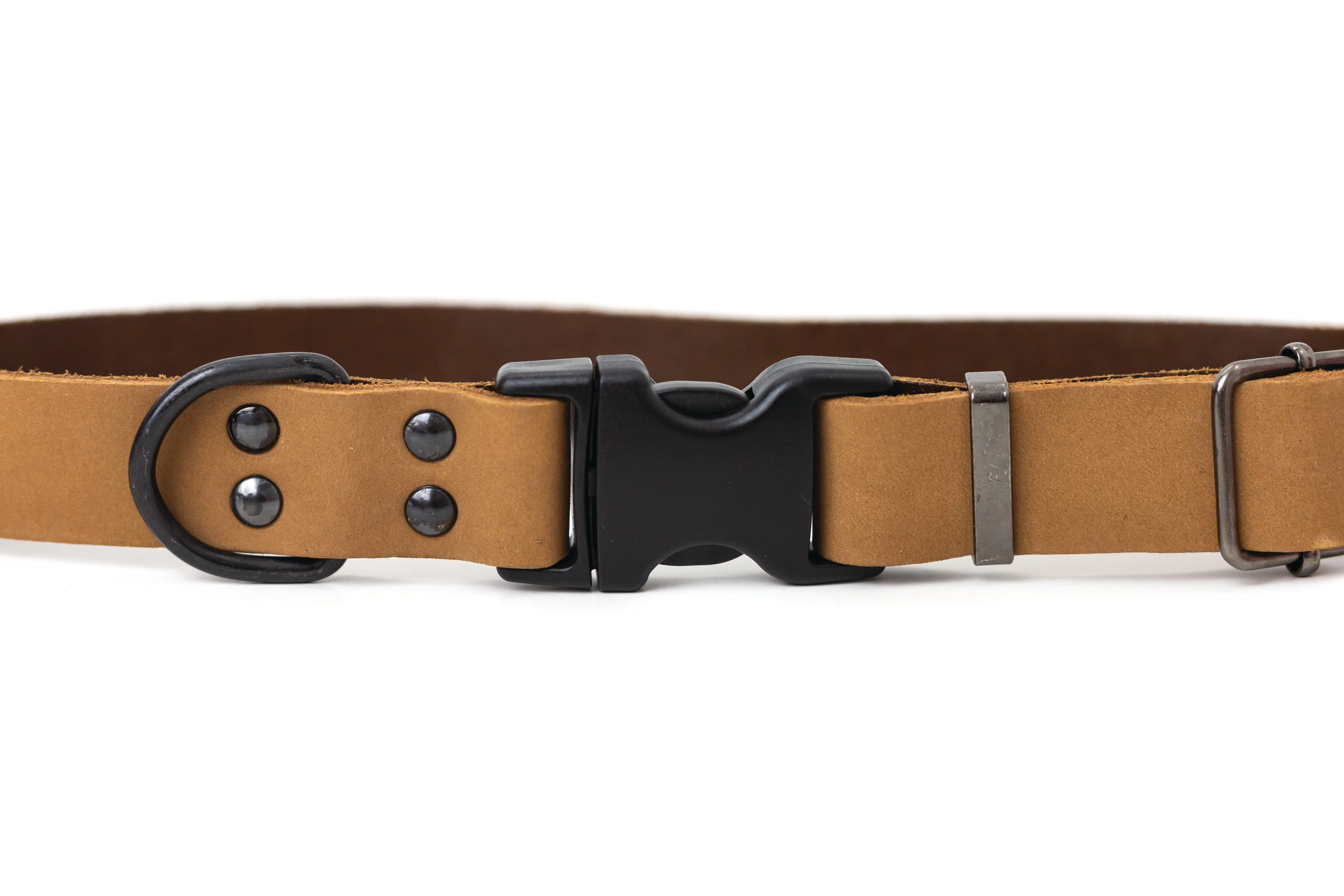 Sport Style Khaki Leather Dog Collar - Image 2