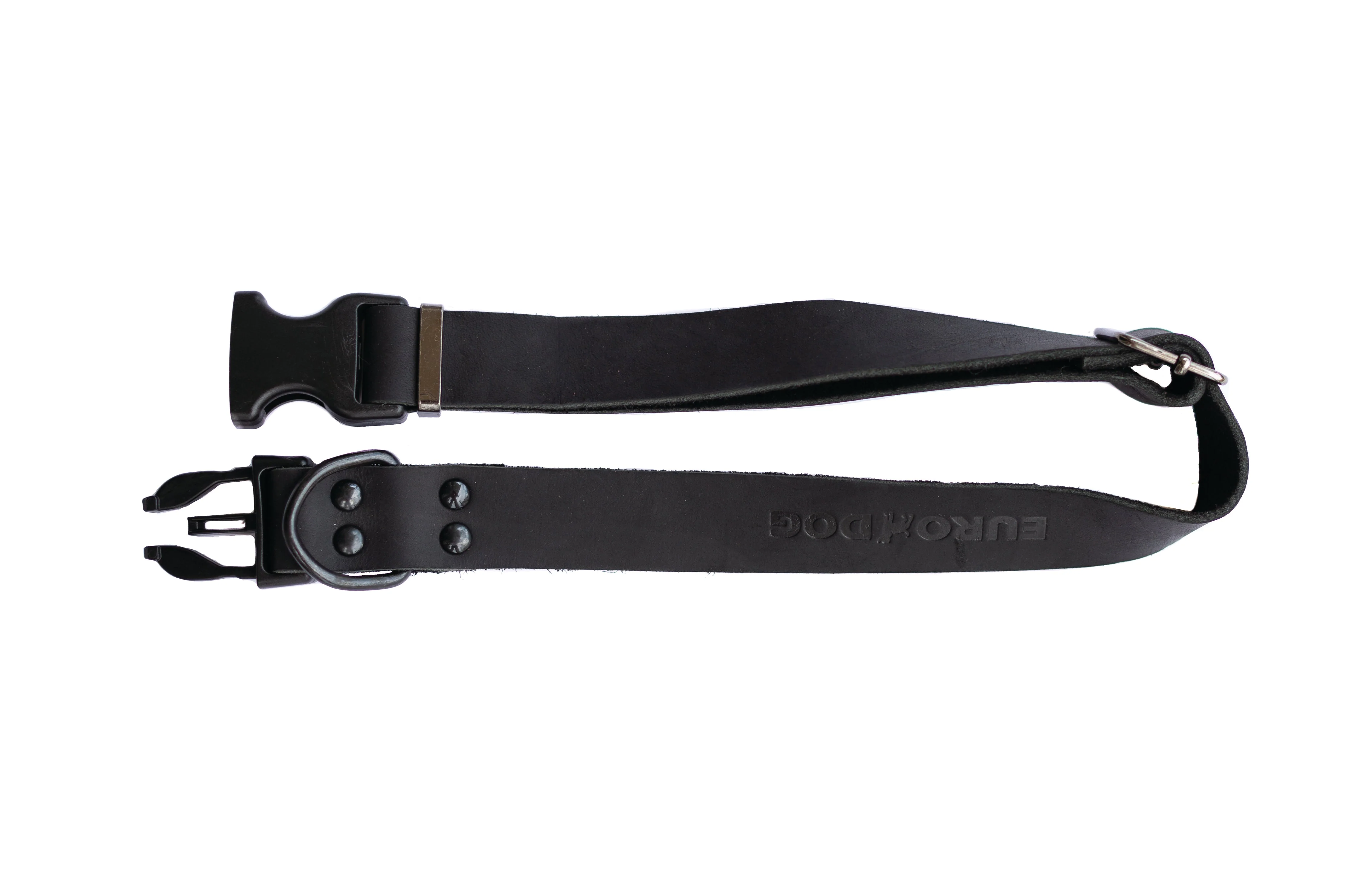 Sport Style Midnight Black Leather Dog Collar - Image 3