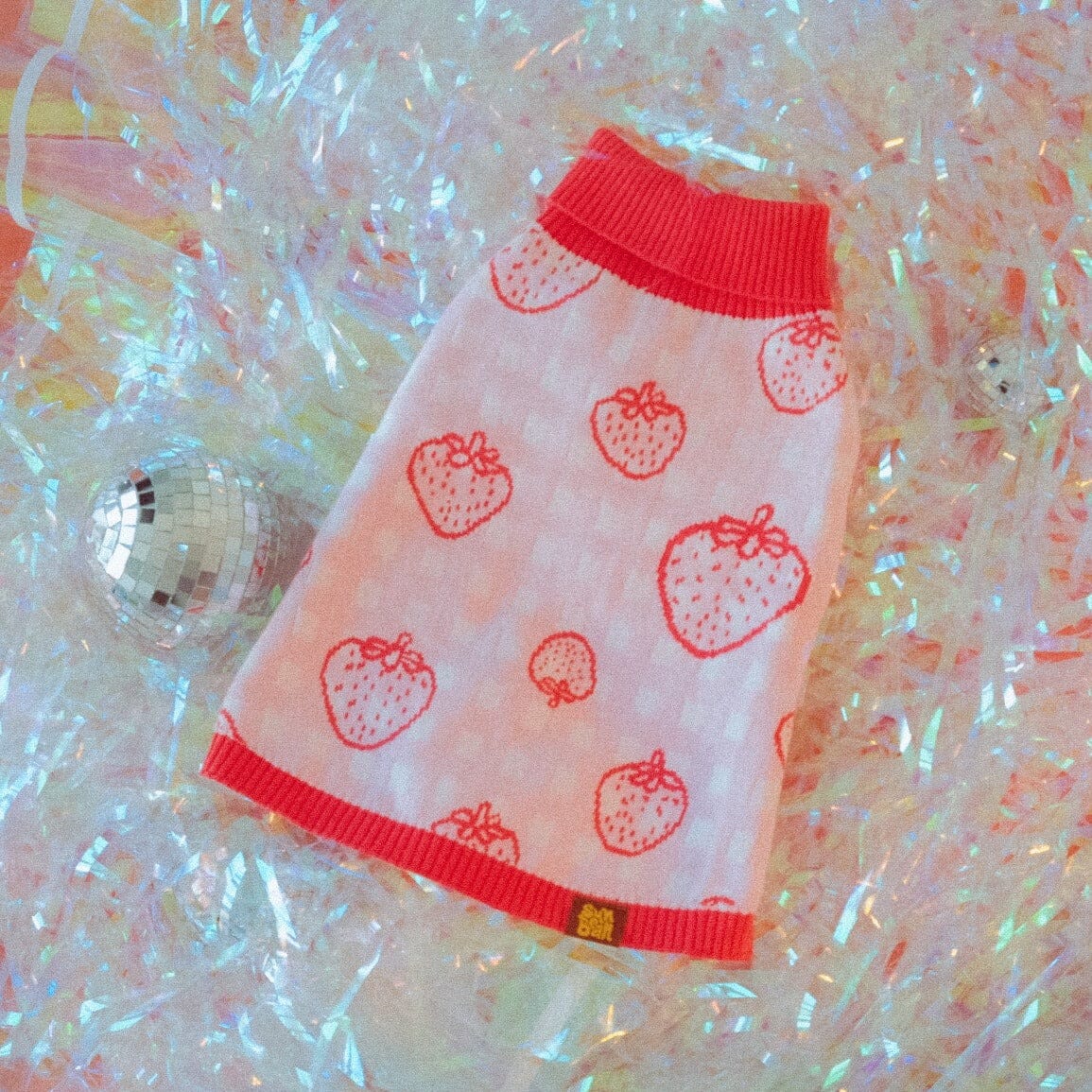 Strawberry Knitted Dog Sweater - Image 2