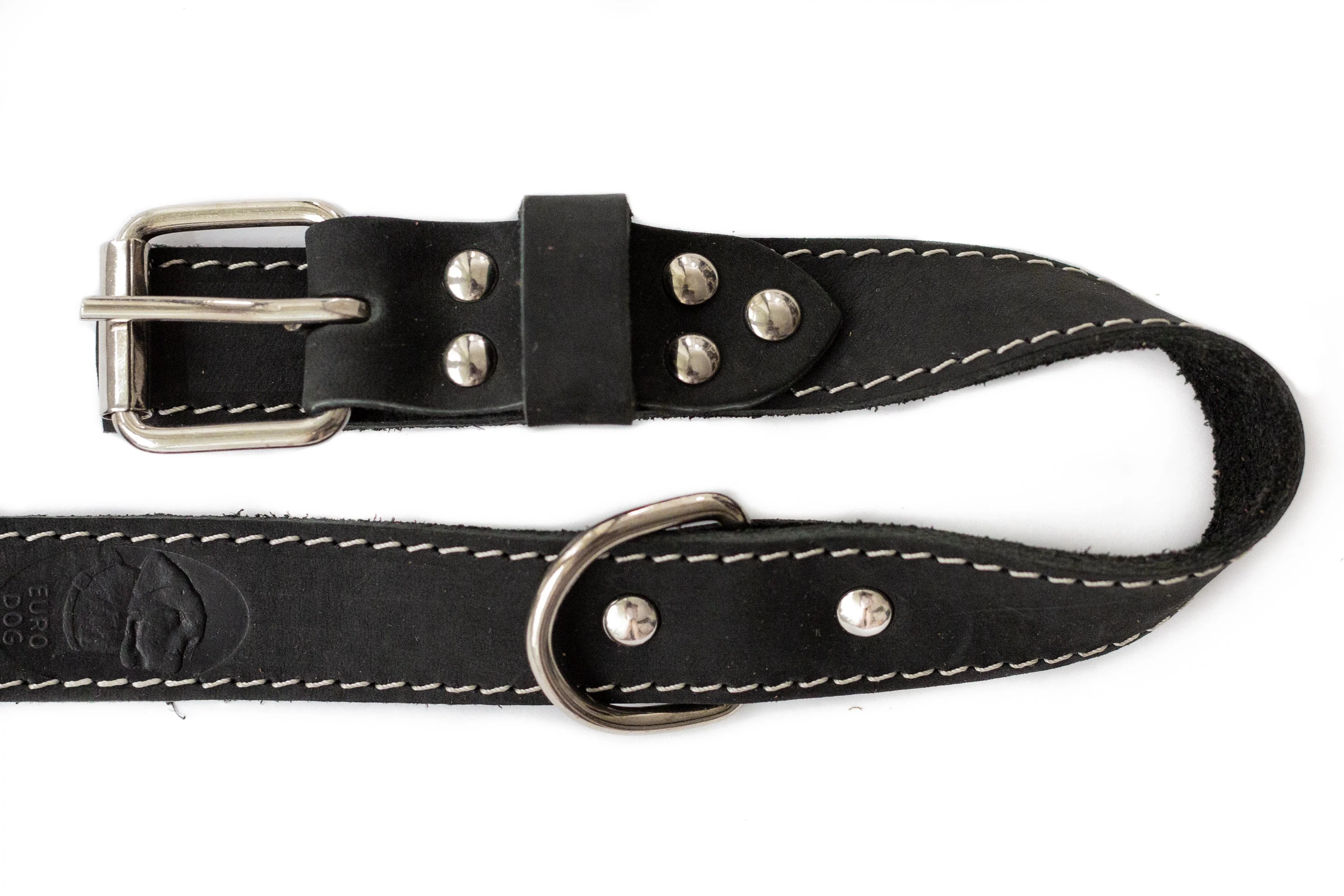 Traditional Black Leather Dog Collar - Image 2