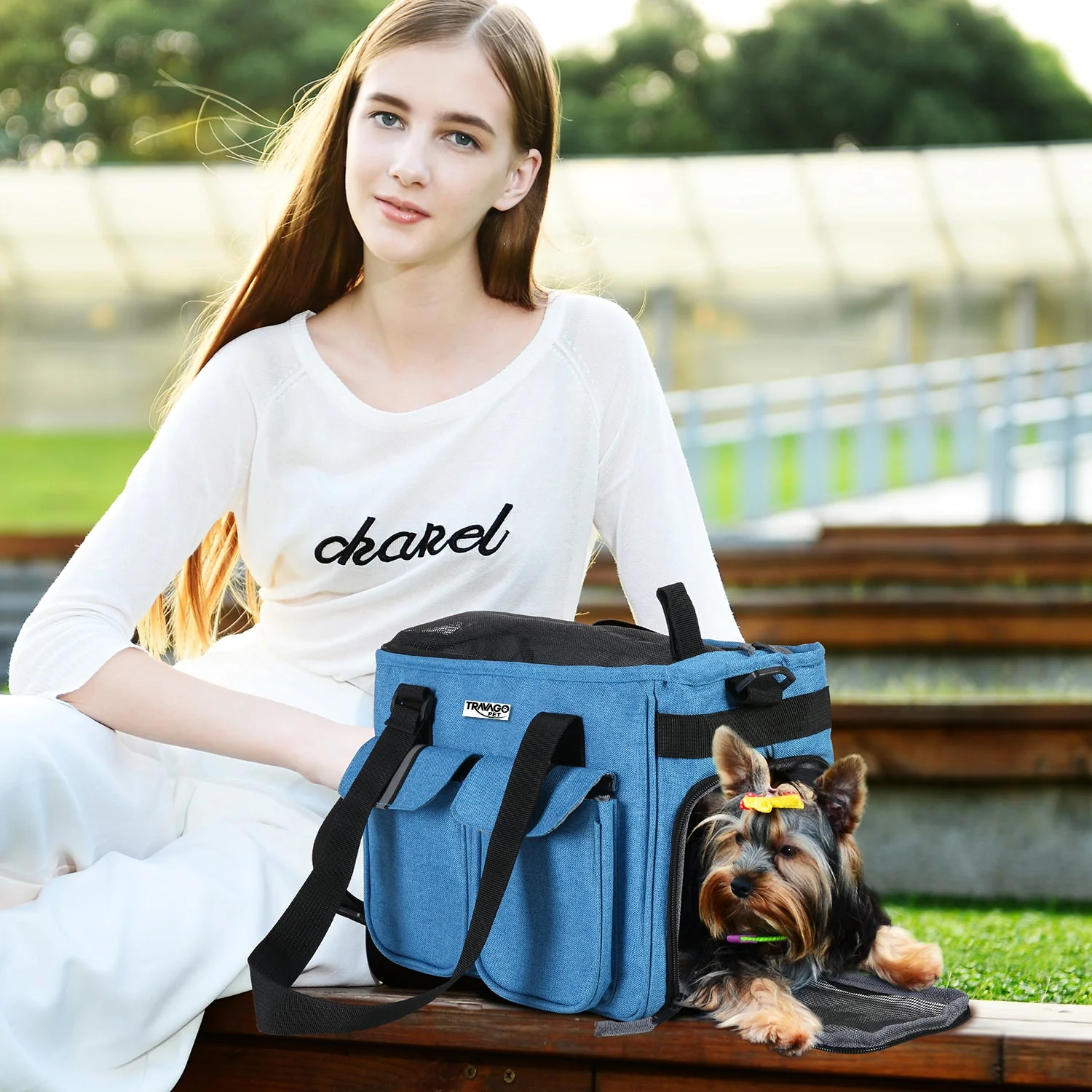 TRAVAGO PET Collapsible Airline Travel Pet Carrier Bag, Portable Small Animal Carrier, Blue, 16'' - Image 4