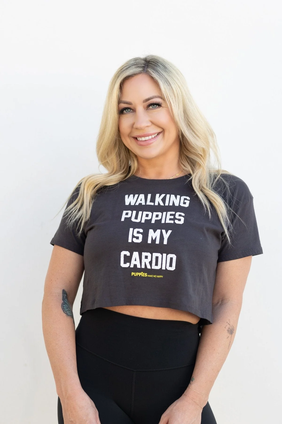 Walking Puppies Is My Cardio Crop Tee | Gift for Dog Owners - Image 2