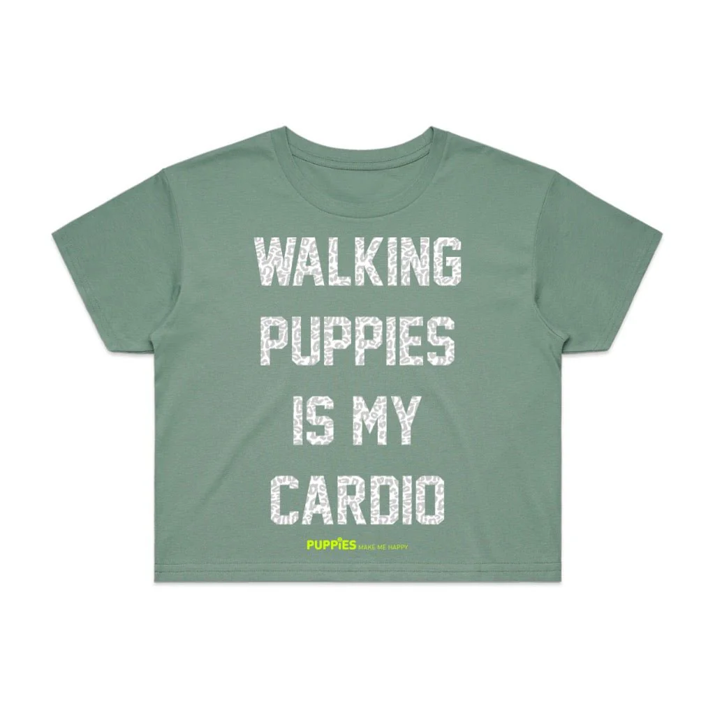 Walking Puppies Is My Cardio Crop Tee | Gift for Dog Owners - Image 6