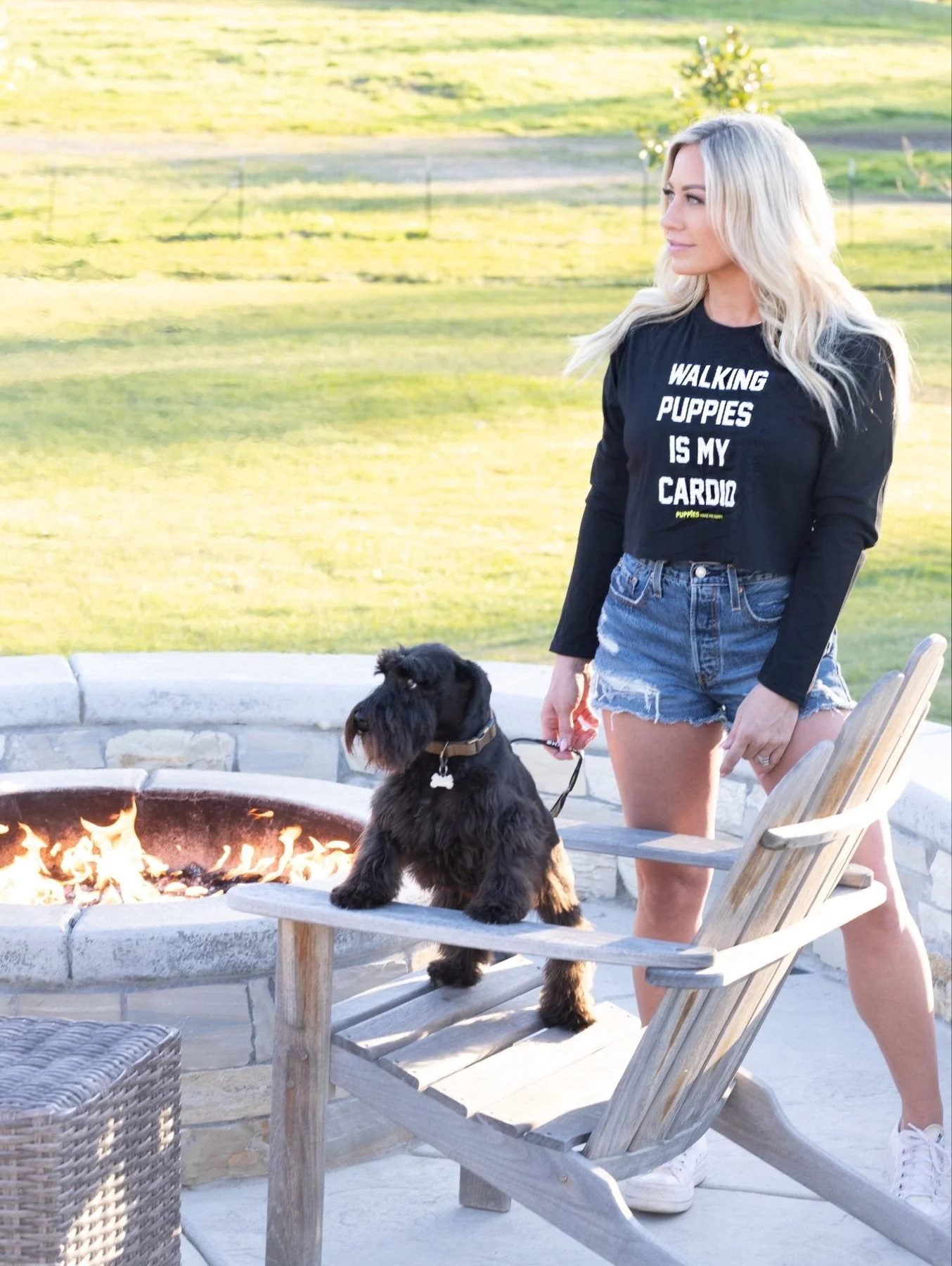 Walking Puppies is My Cardio Leopard Crop Top | Gift for Dog Moms - Image 2