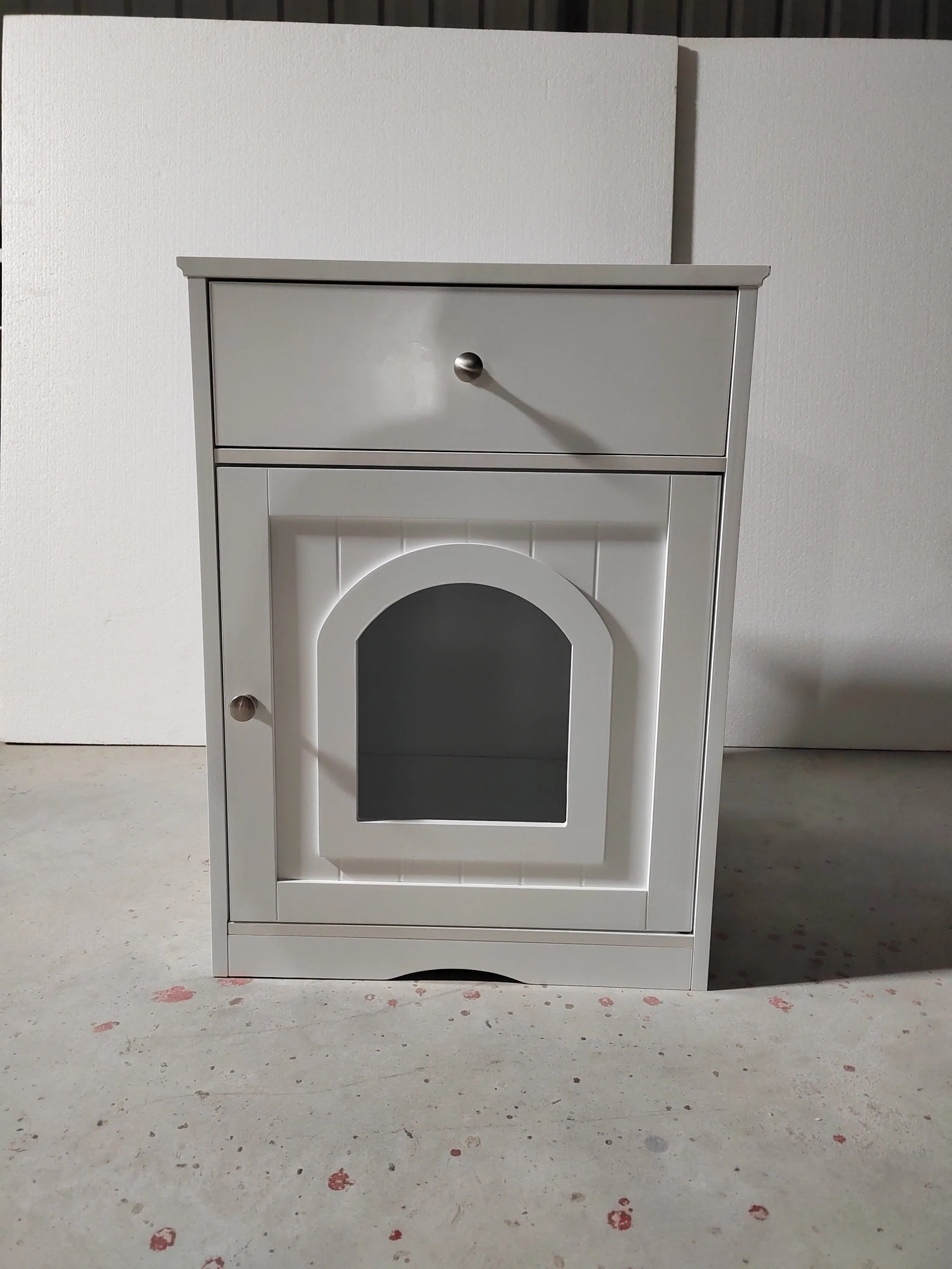 Wooden Pet House Cat Litter Box Enclosure with Drawer, Side Table, Indoor Pet Crate, Cat Home Nightstand (White) - Image 13