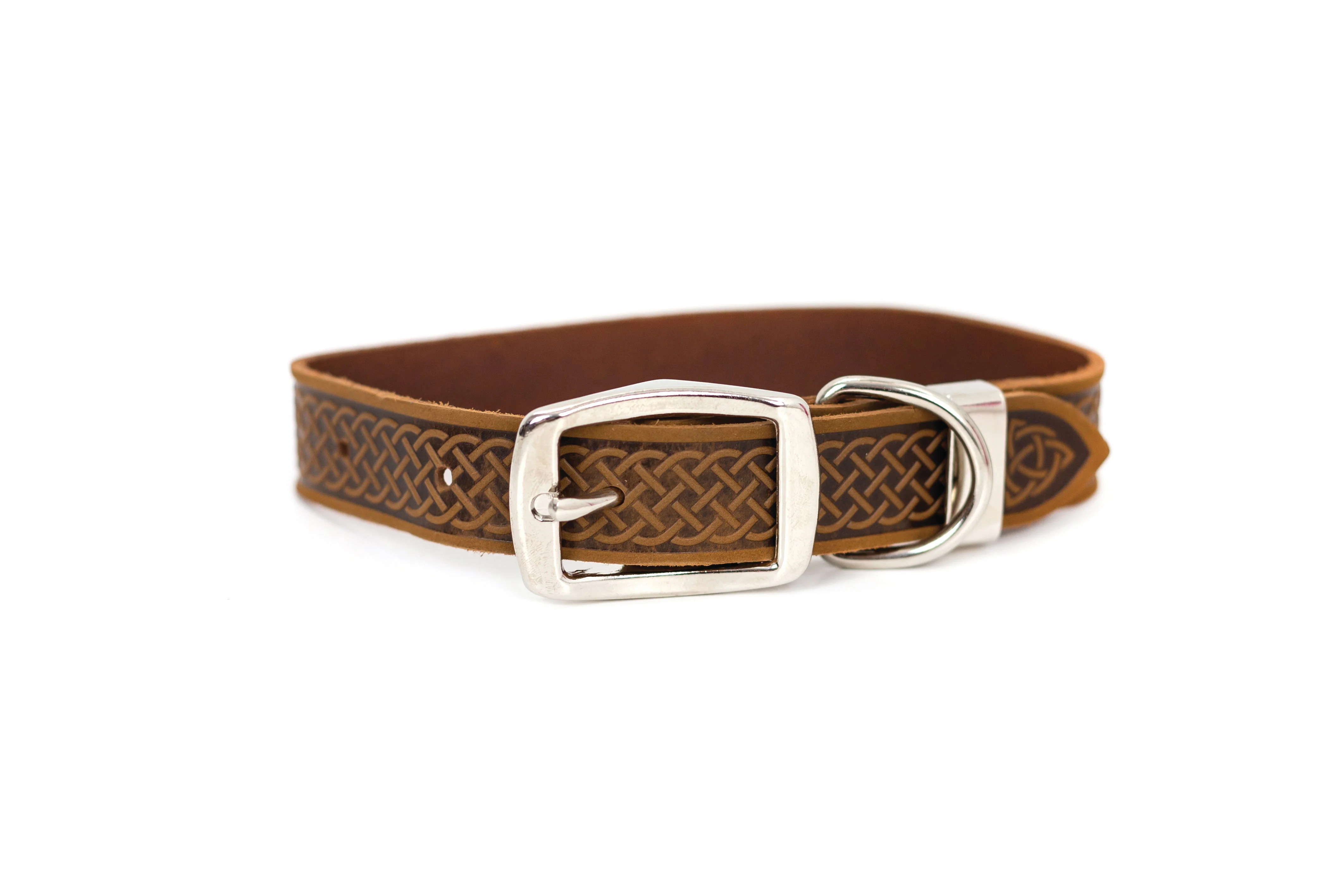 Celtic Double Buckle Style Leather Dog Collar - Image 3