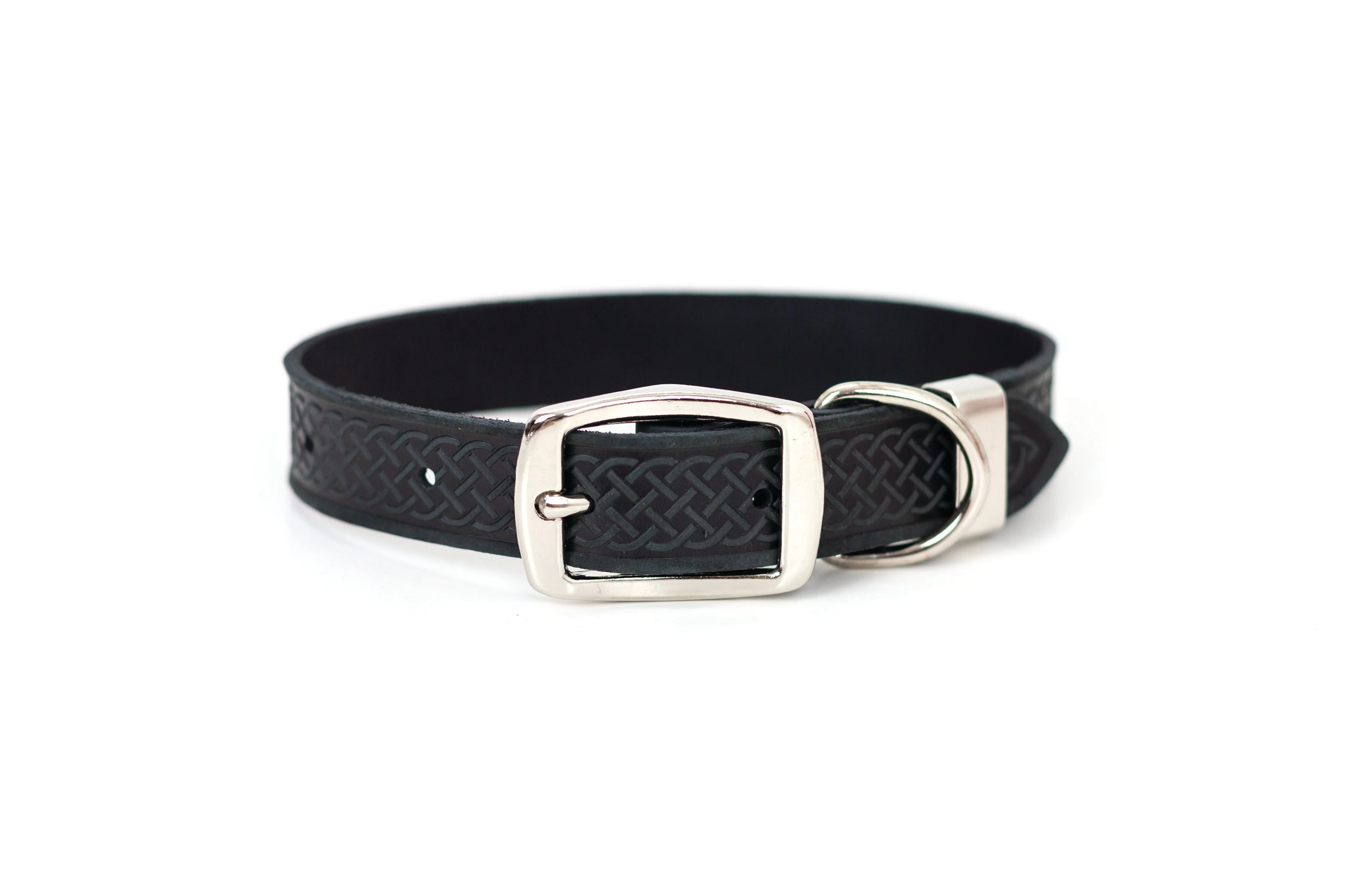 Celtic Double Buckle Style Leather Dog Collar - Image 4