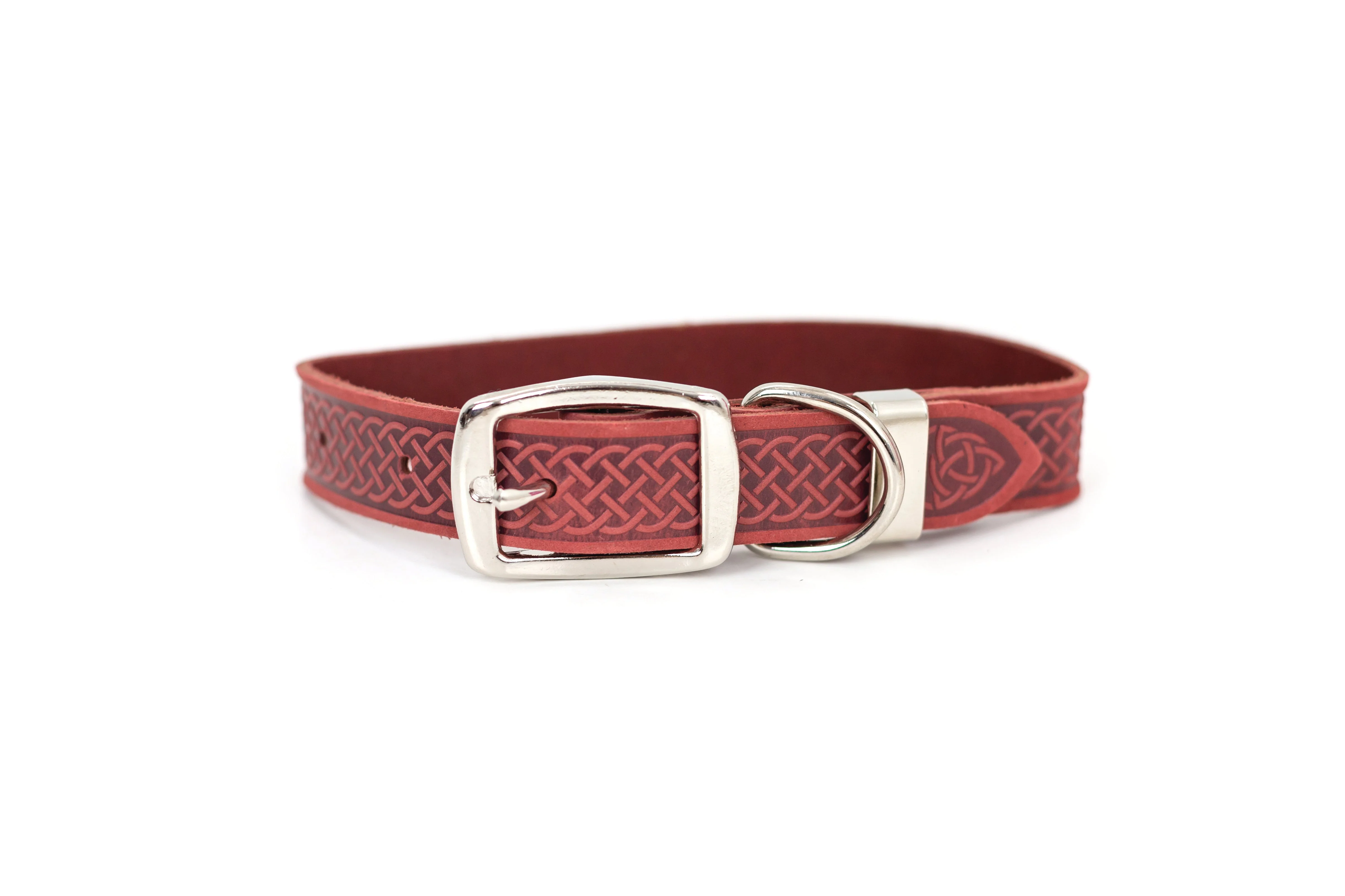 Celtic Double Buckle Style Leather Dog Collar - Image 5