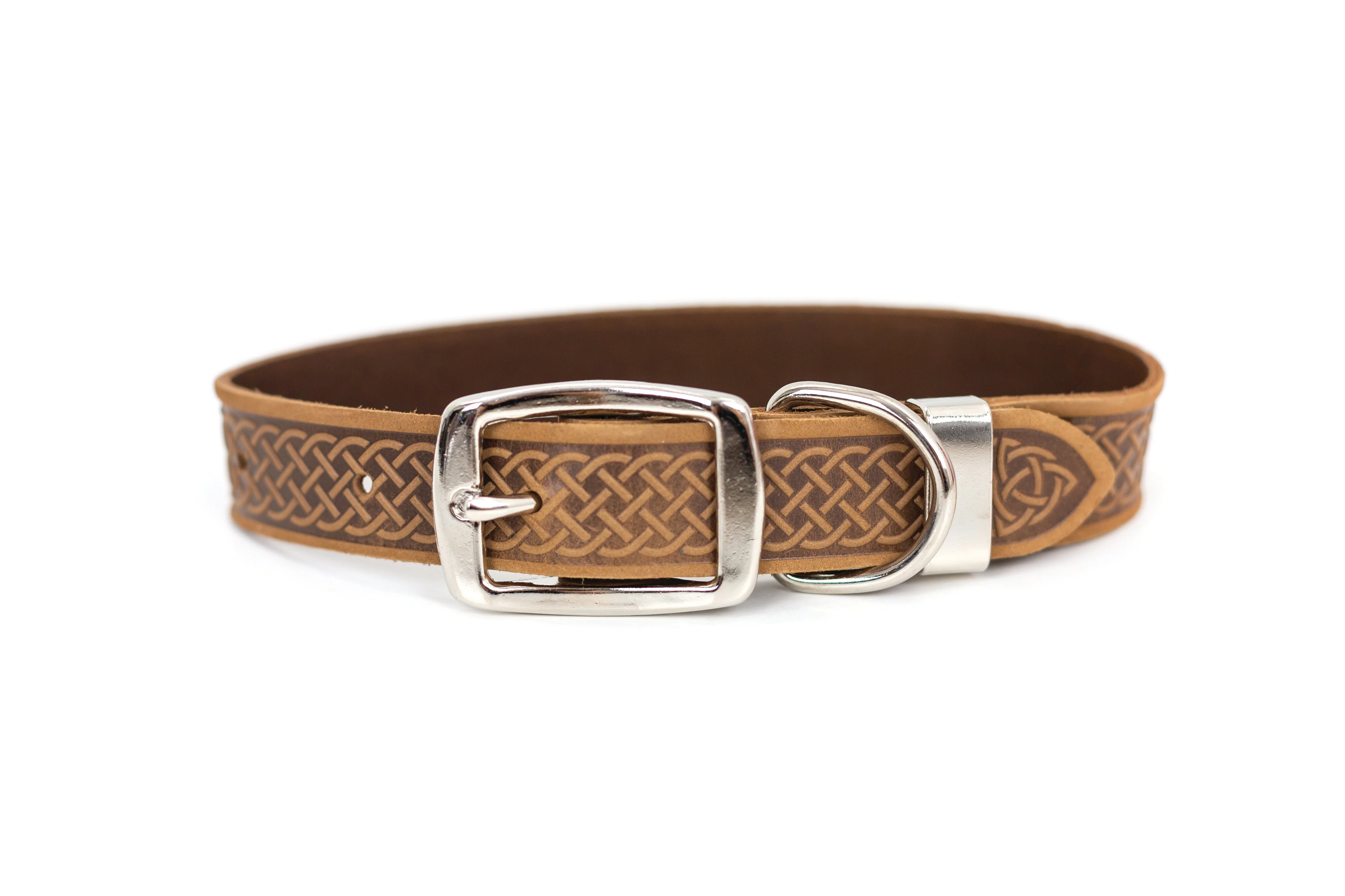 Celtic Double Buckle Style Leather Dog Collar - Image 7