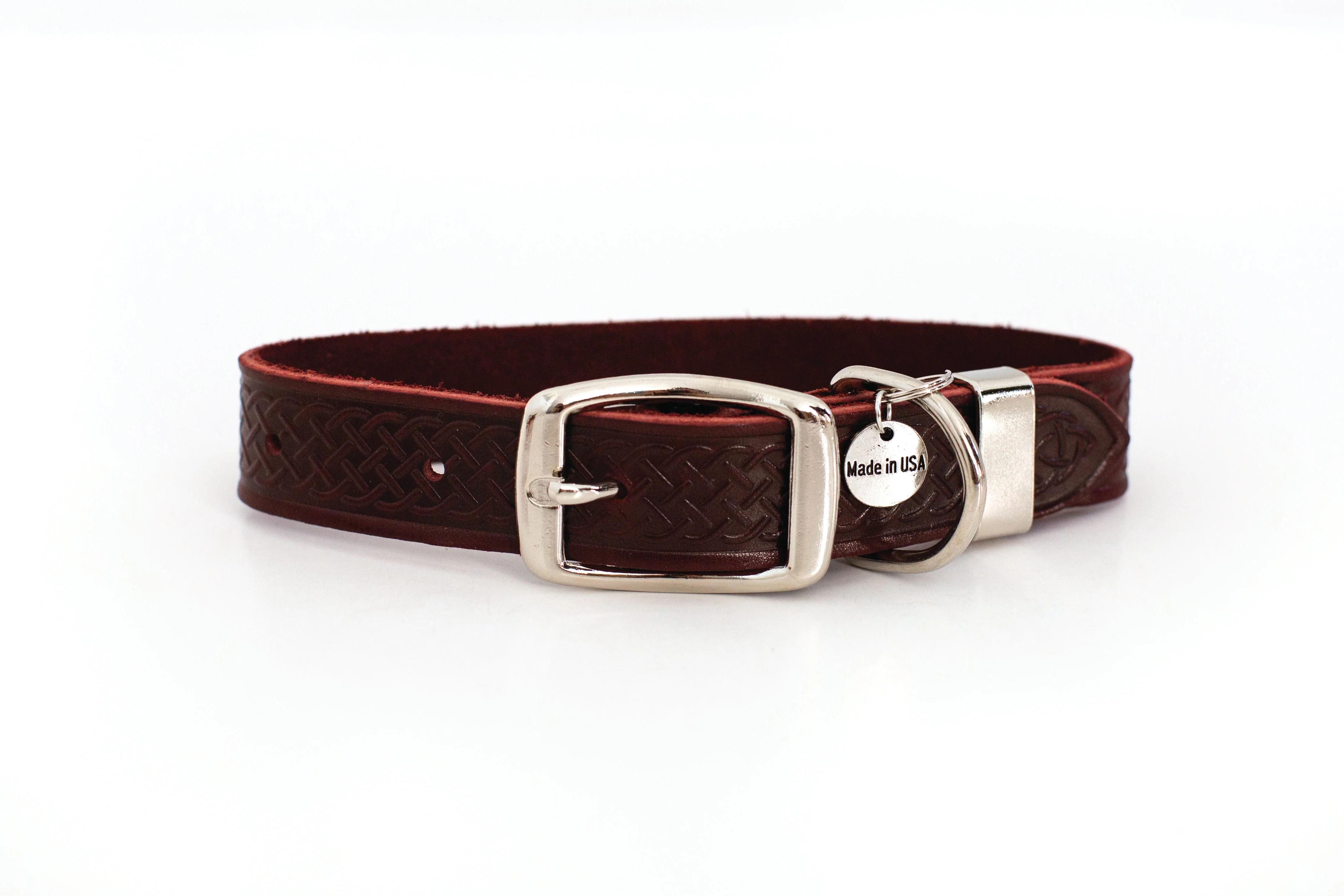 Celtic Double Buckle Style Leather Dog Collar - Image 8
